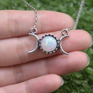 Triple Moon Opal Necklace