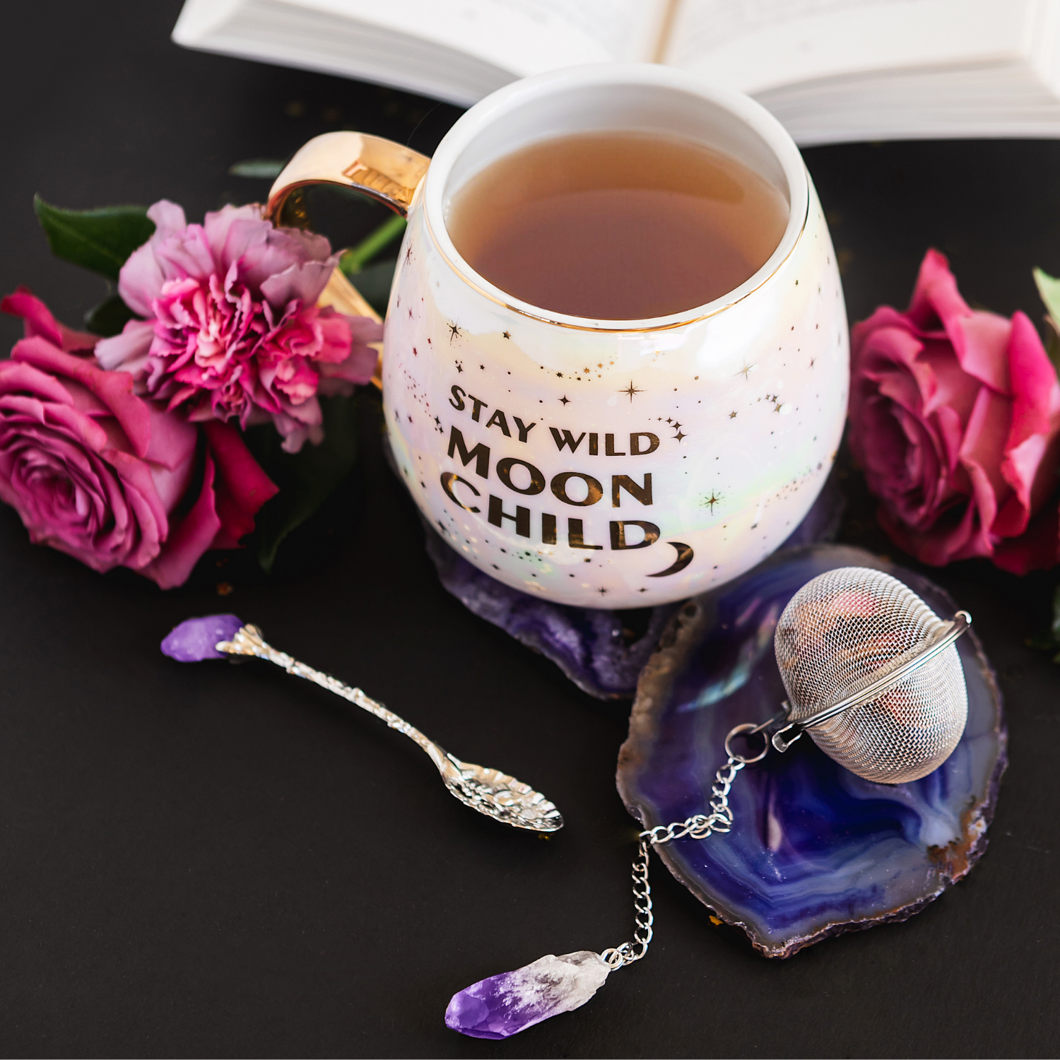 STAY WILD MOON CHILD - Celestial Mug Set + Amethyst Tea Accessories