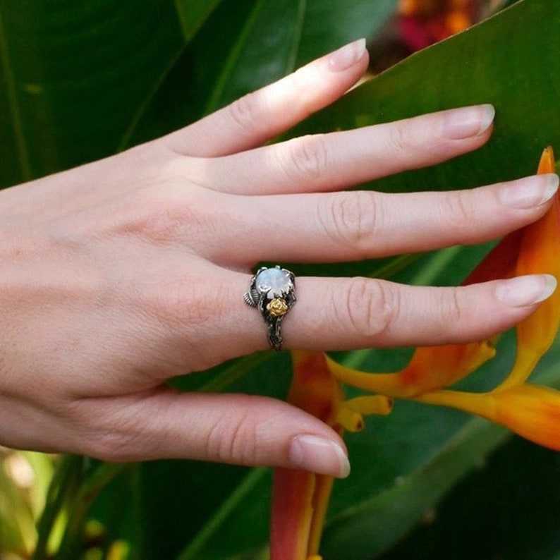 Crystal Ball Moonstone Ring